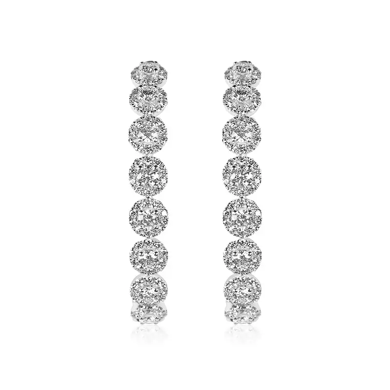 Oval Diamond Hoops in 18K White Gold